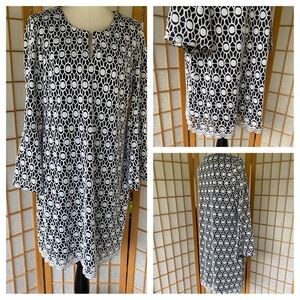 Robbie Bee Black & White Lace Pattern Midi Dress SZ XL